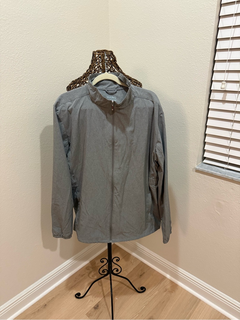 Hang Ten UV Protection Gray Full-Zip Windbreaker Jacket